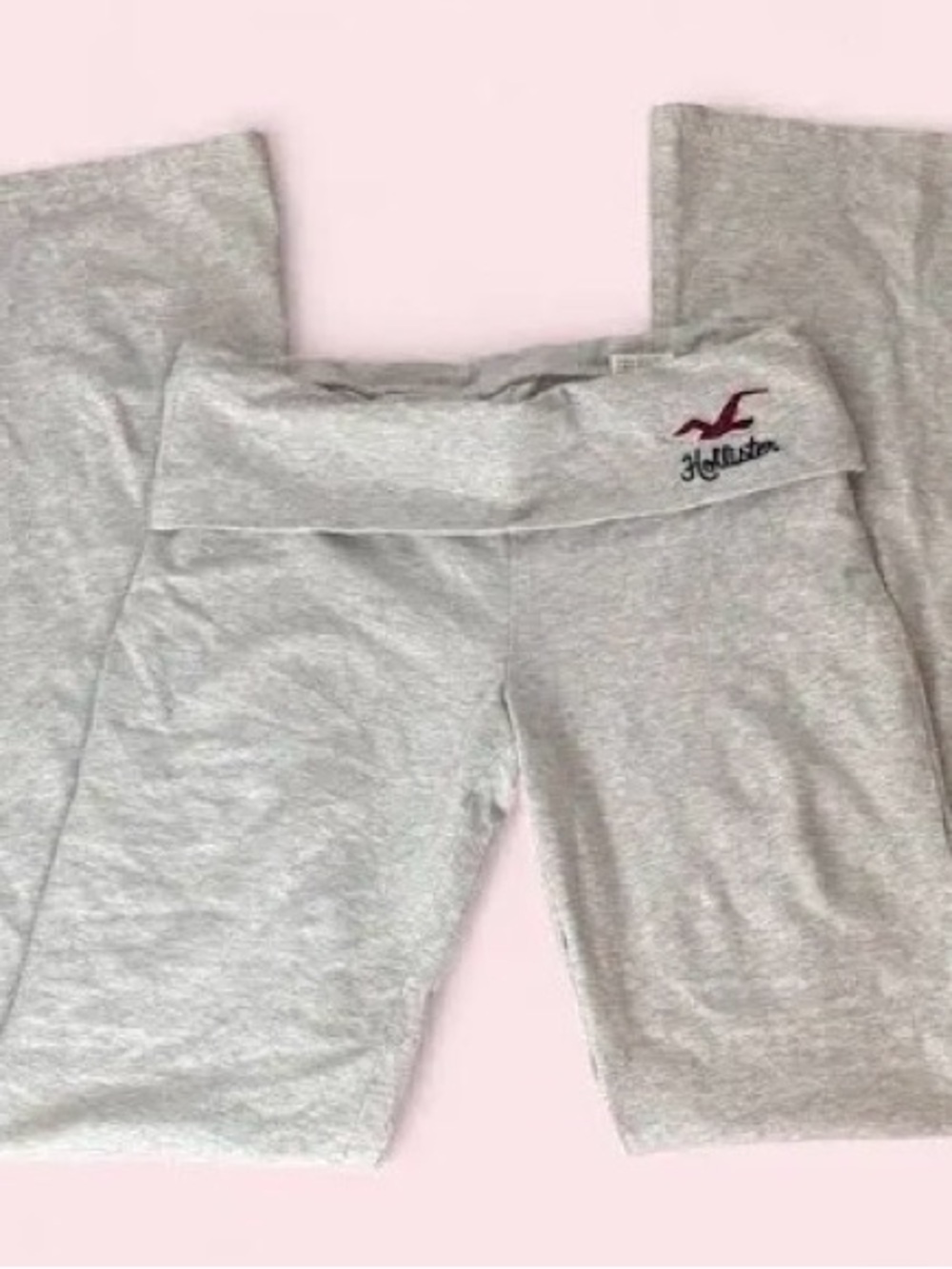 Hollister Girls Heather Gray Fold-Over Waist Leggings with Logo